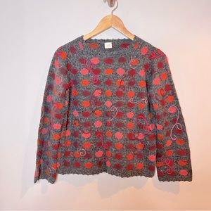 J. JILL | funky colorful polka dot print knit sweater